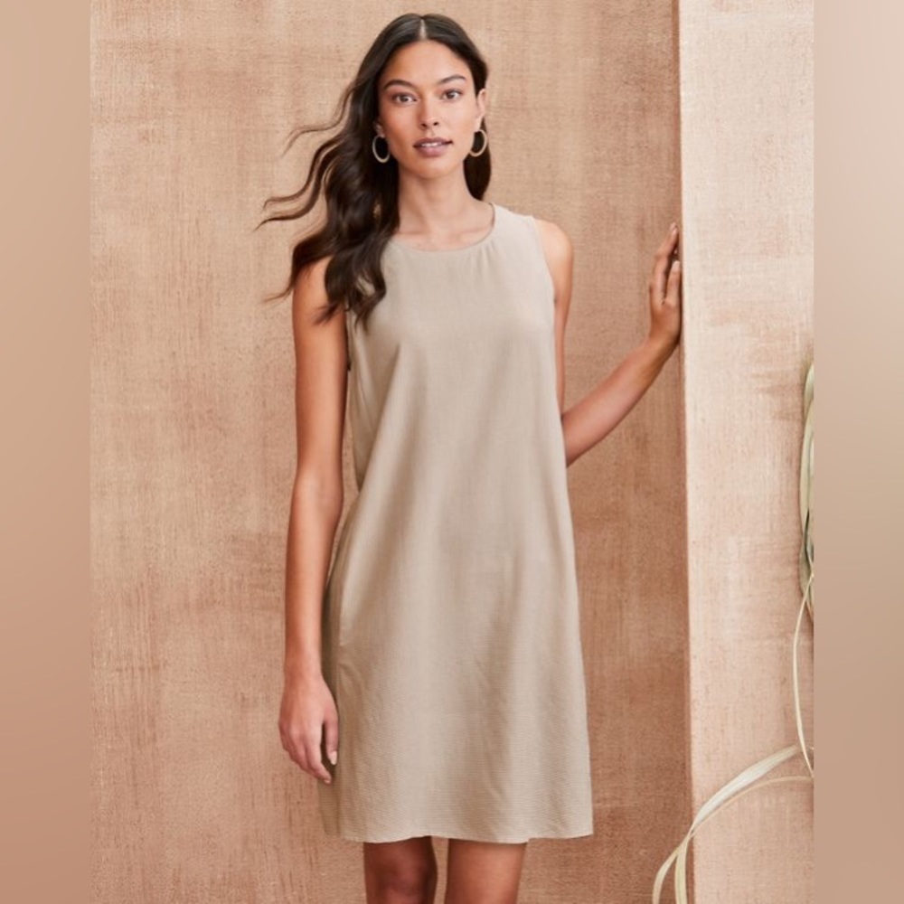 Eileen Fisher Tencel™ Seersucker Check Dress Size S/P